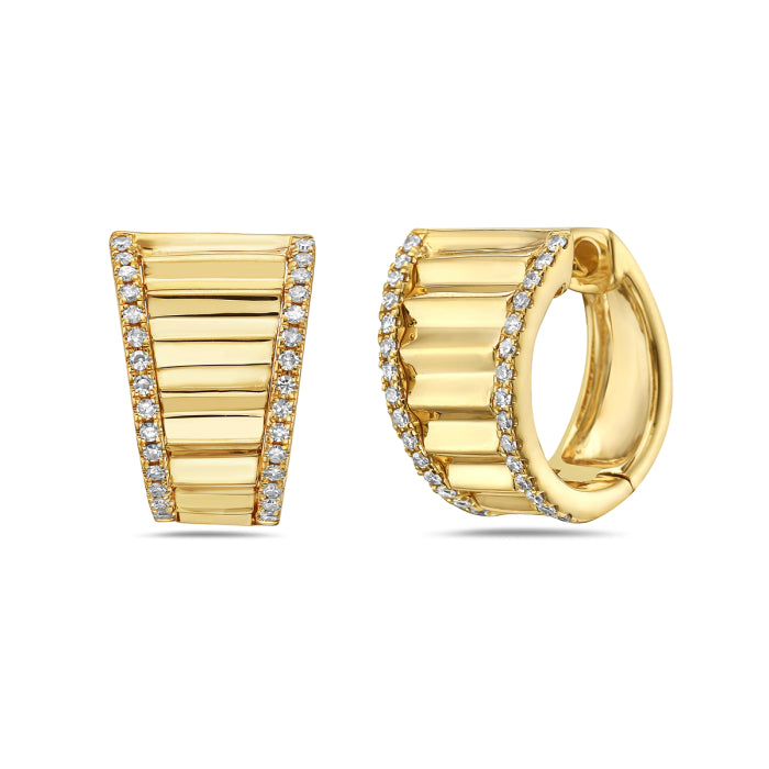 14K Yellow Gold 0.15CT Diamond Huggie Hoops