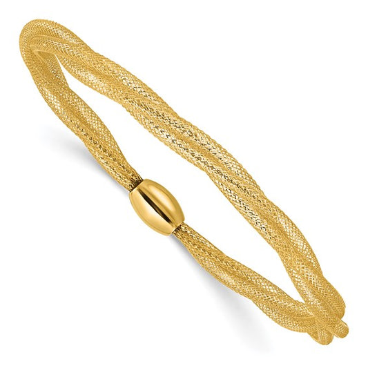 14K Mesh Twist Slip-on Stretch Bracelet